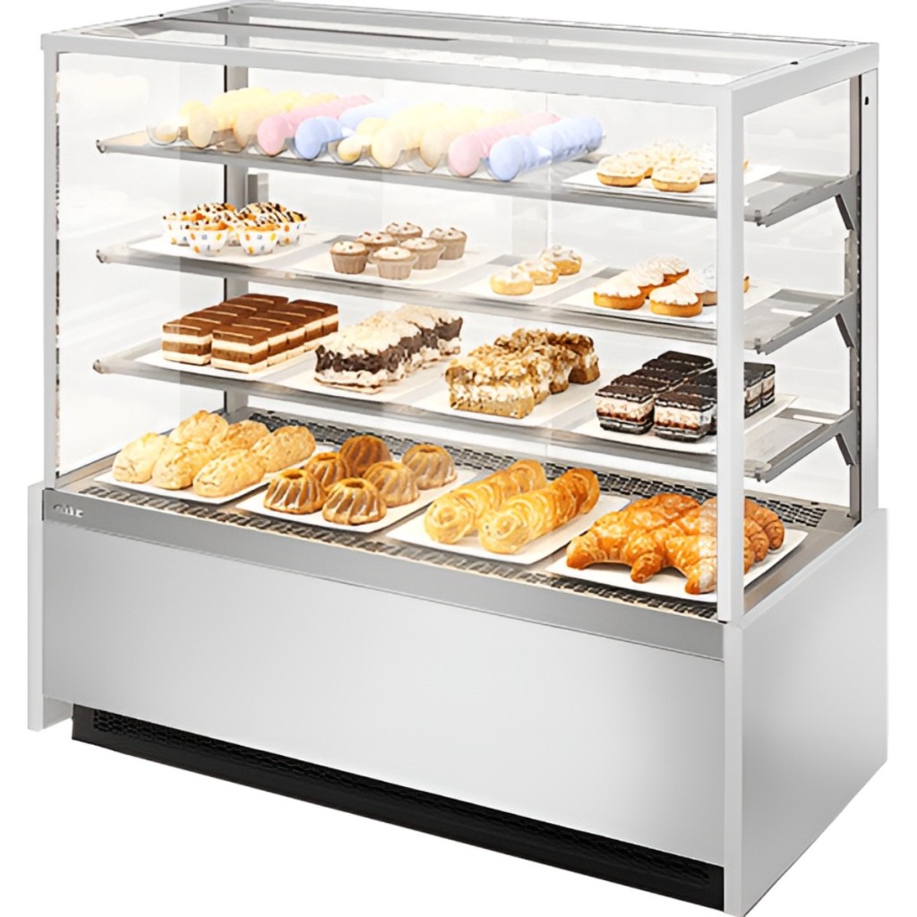 Витрина кондитерская Chilz VETE KUB 130 NEYTRAL белый глянец, шлифованная нержавейка