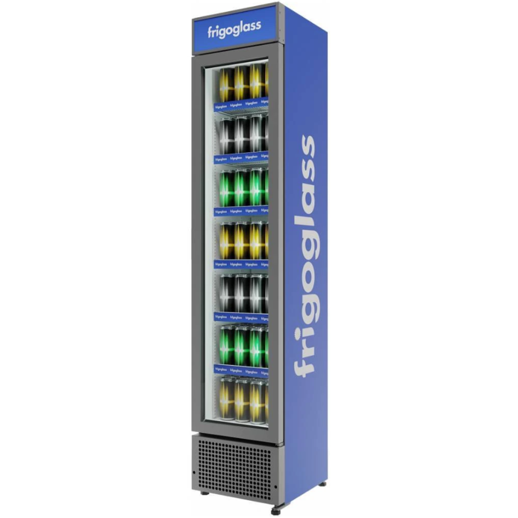 Шкаф холодильный Frigoglass Smart 130-C (R600a) (черн.корпус,черн.кабинет,черн.рамка дв.,1вертик.Led,6полок,6ЦД,канапе)